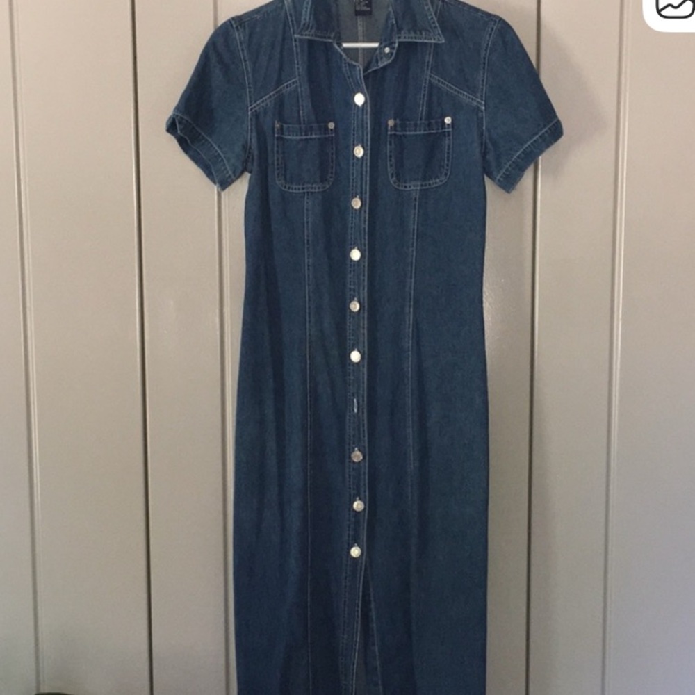 Denim Button-Down Maxi Dress